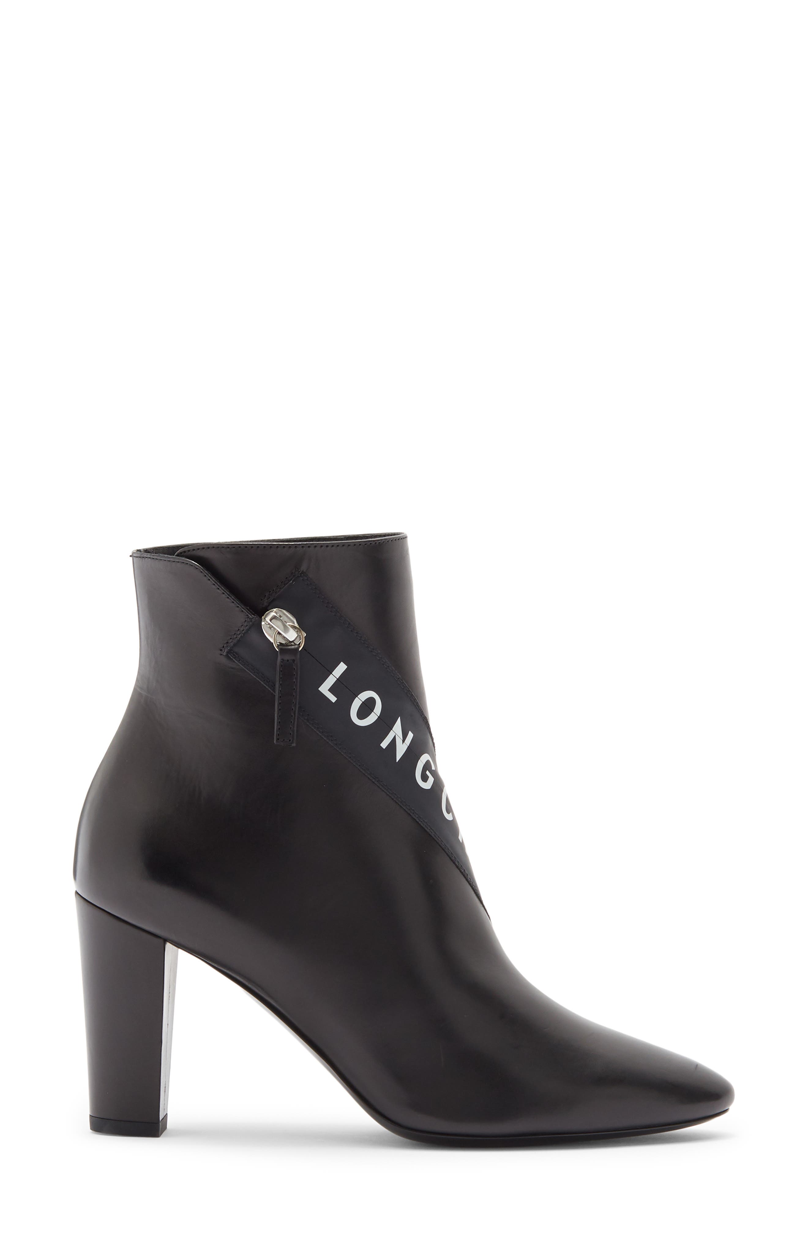 Longchamp Logo Ankle Boot, Alternate, color, Black