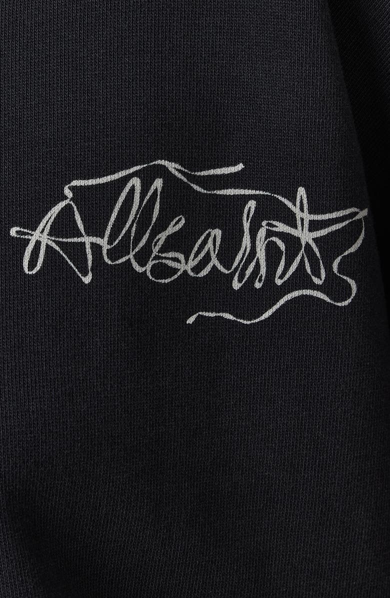 AllSaints Reel Lila Logo Cotton Graphic Sweatshirt, Alternate, color, Washed Black
