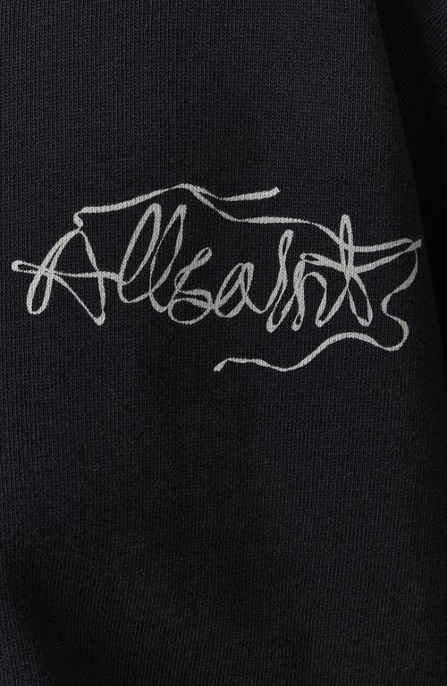 Allsaints Womens Washed Black Lila Branded-print Cotton-jersey Sweatshirt In Black