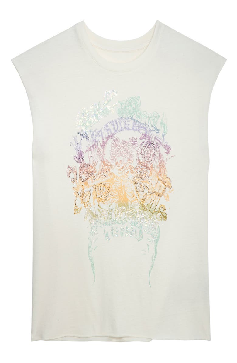 Zadig & Voltaire Cecilia Skull Reaper Strass Embellished Organic Cotton Graphic T-Shirt, Alternate, color,