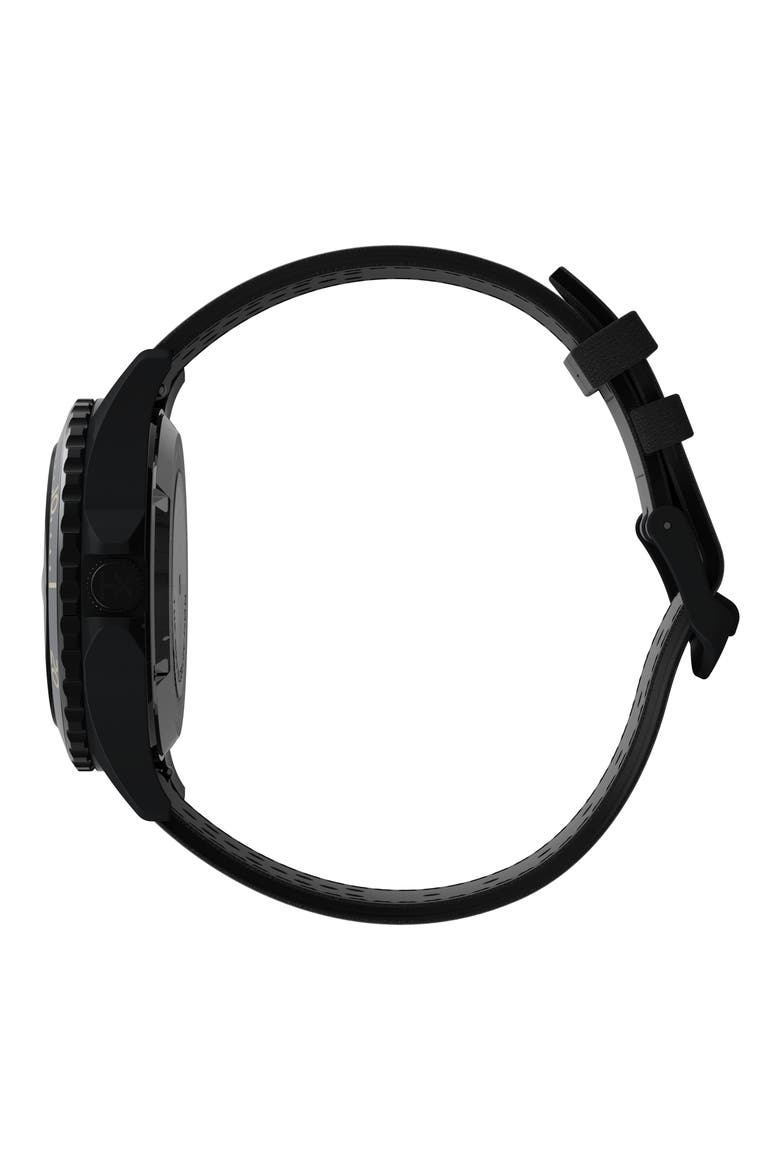Navi XL Automatic Leather Strap Watch, 41mm, Alternate, color, BLACK/ BLACK/ BLACK