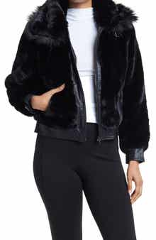 BLANKNYC Faux Fur & Faux Leather Crop Jacket