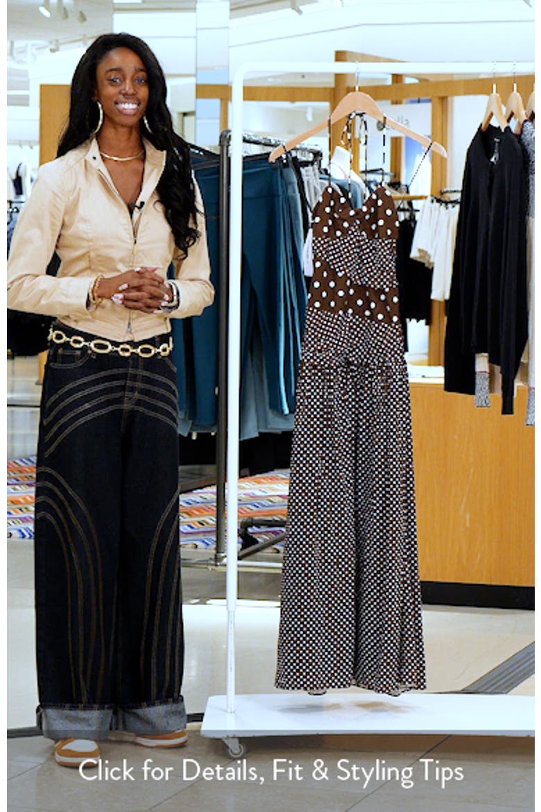 Marguerite Halter Dot Print Maxi Dress video