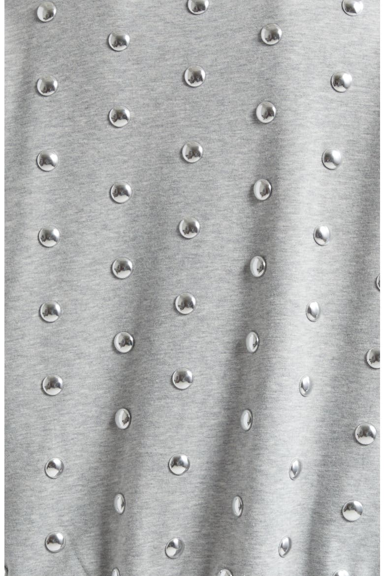 Studded Cotton Blend Sweatshirt, Alternate, color, HEATHER GREY/ SILVER
