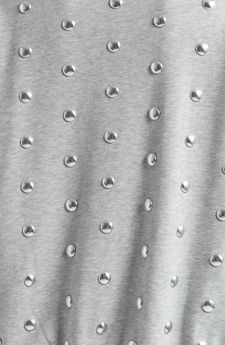 Cinq à Sept Studded Cotton Blend Sweatshirt, Alternate, color, Heather Grey/ Silver