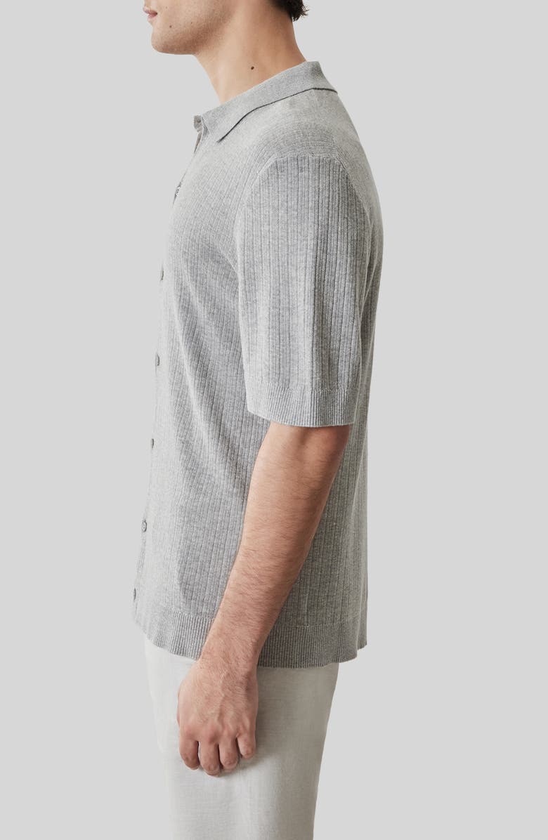 Robert Barakett Kestrel Short Sleeve Linen & Cotton Cardigan, Alternate, color, Grey