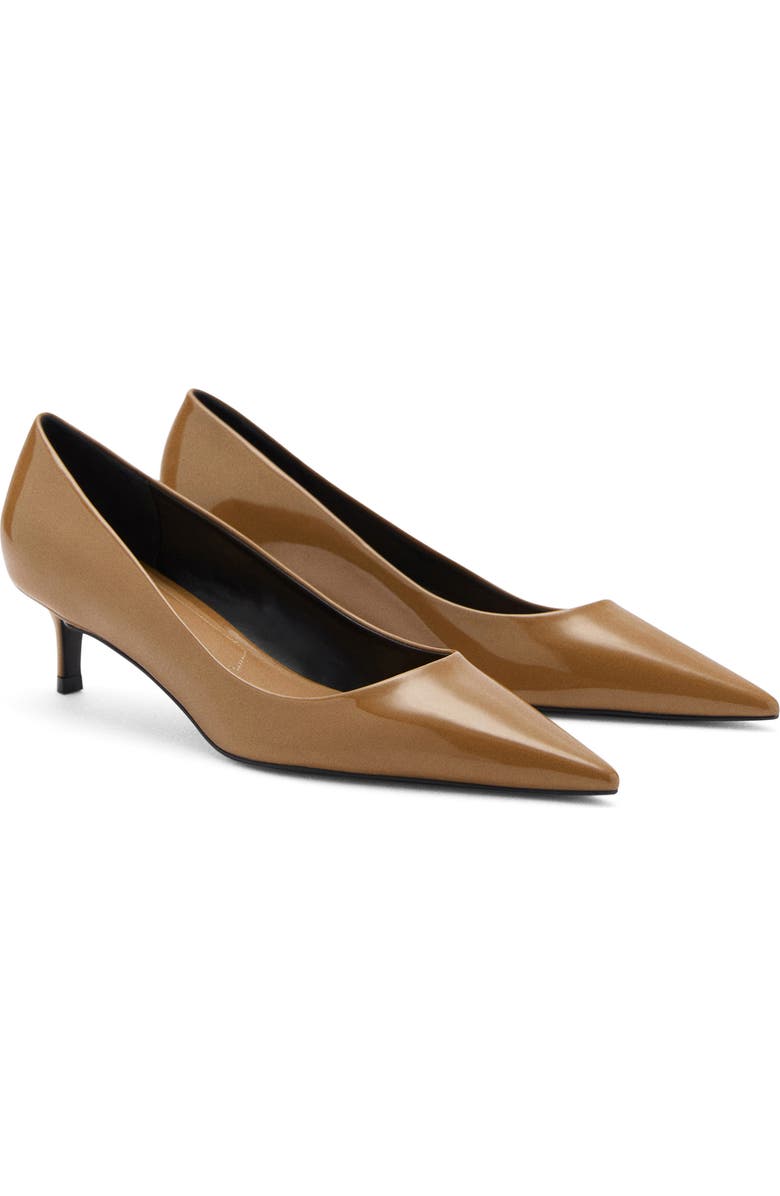 MANGO Pointed Toe Kitten Heel Pump, Main, color, Medium Brown