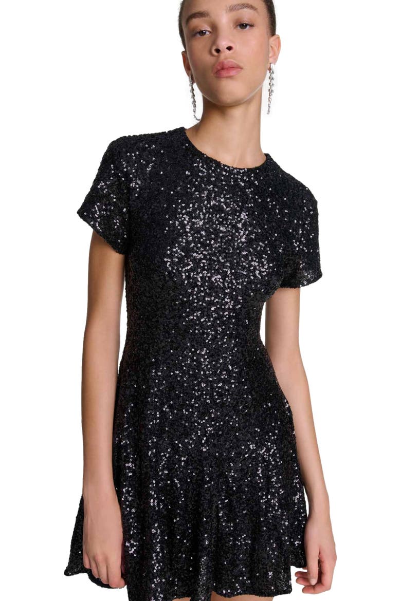 Short sequin dress, Alternate, color, Black