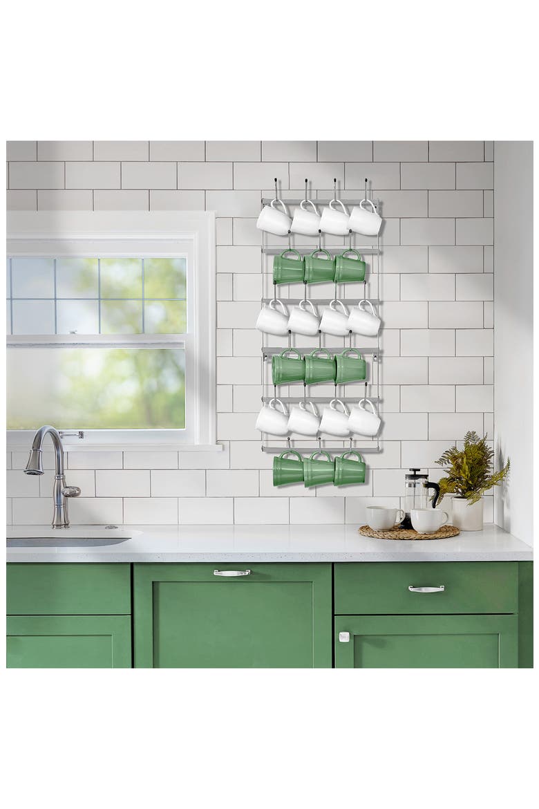 Small 6-Tier Metal Mug Rack, Alternate, color, SILVER