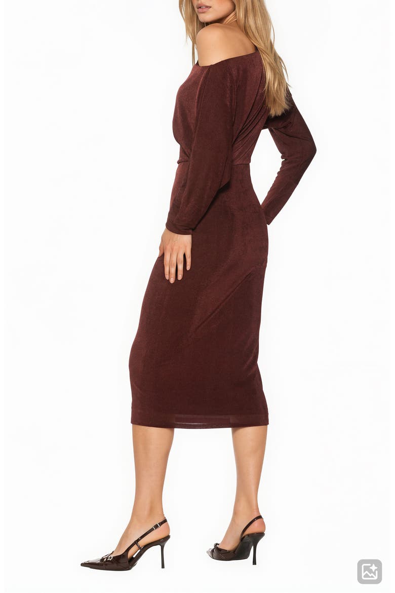 Cassian One-Shoulder Long Sleeve Midi Dress, Alternate, color, BURGUNDY