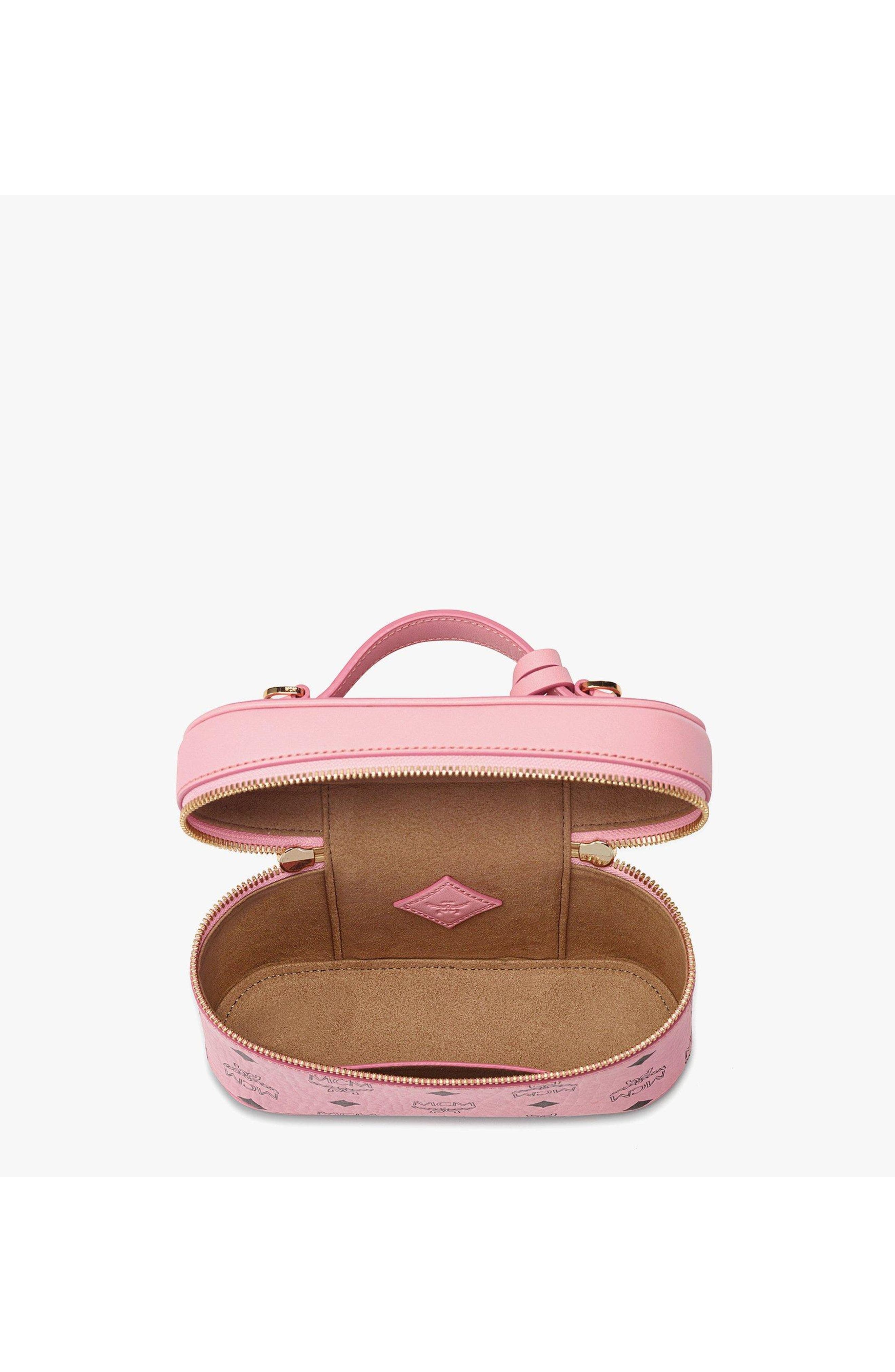 MCM Aren Vanity Case in Visetos Leather Mix, Alternate, color, Soft Pink