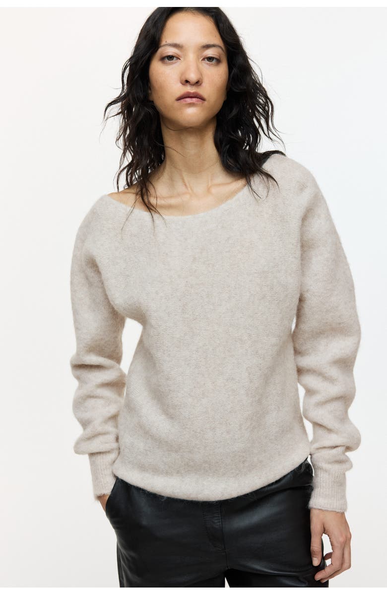 H&M Alpaca-blend One-shoulder Jumper, Alternate, color, Light Beige