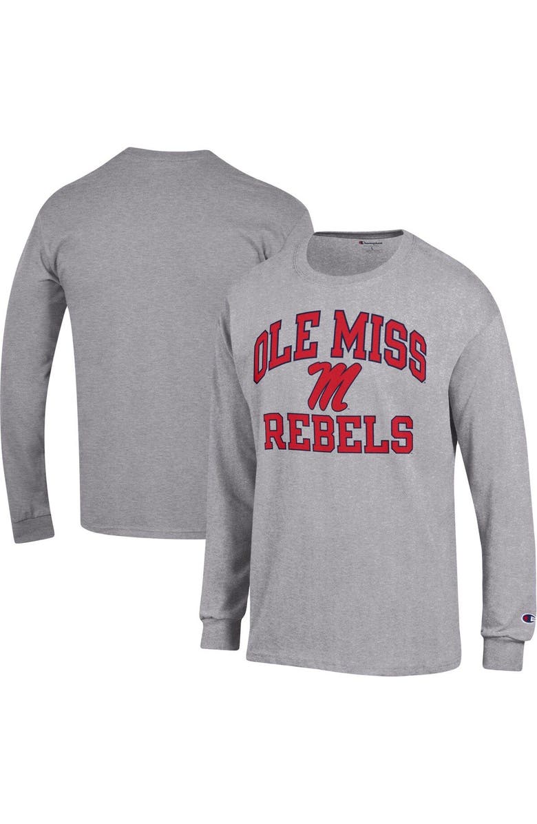 Champion Men's Champion Heather Gray Ole Miss Rebels High Motor Long Sleeve T-Shirt, Main, color,