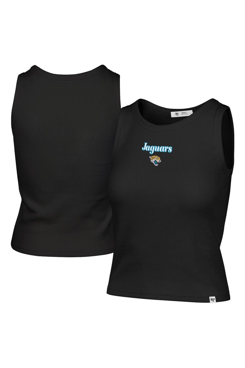 Women's '47  Black Jacksonville Jaguars Cropped Straight Cut Ribbed Baby Tank Top, Main, color, Black