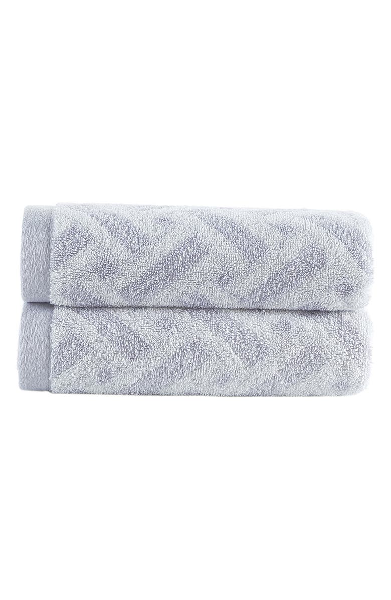 Brooks Brothers Crisscross Stripe 2-Pack Turkish Cotton Bath Towels, Main, color, Silver