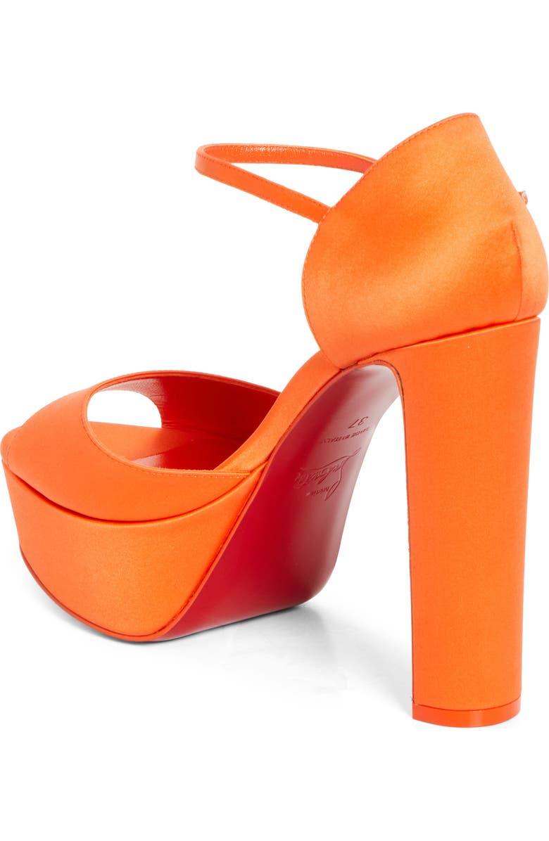 Christian Louboutin Sandaloo Silk Satin Platform Sandal, Alternate, color, Magma/ Lin Magma