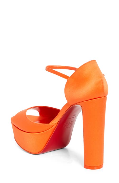 Christian Louboutin Sandaloo Silk Satin Platform Sandal In Magma/lin Magma