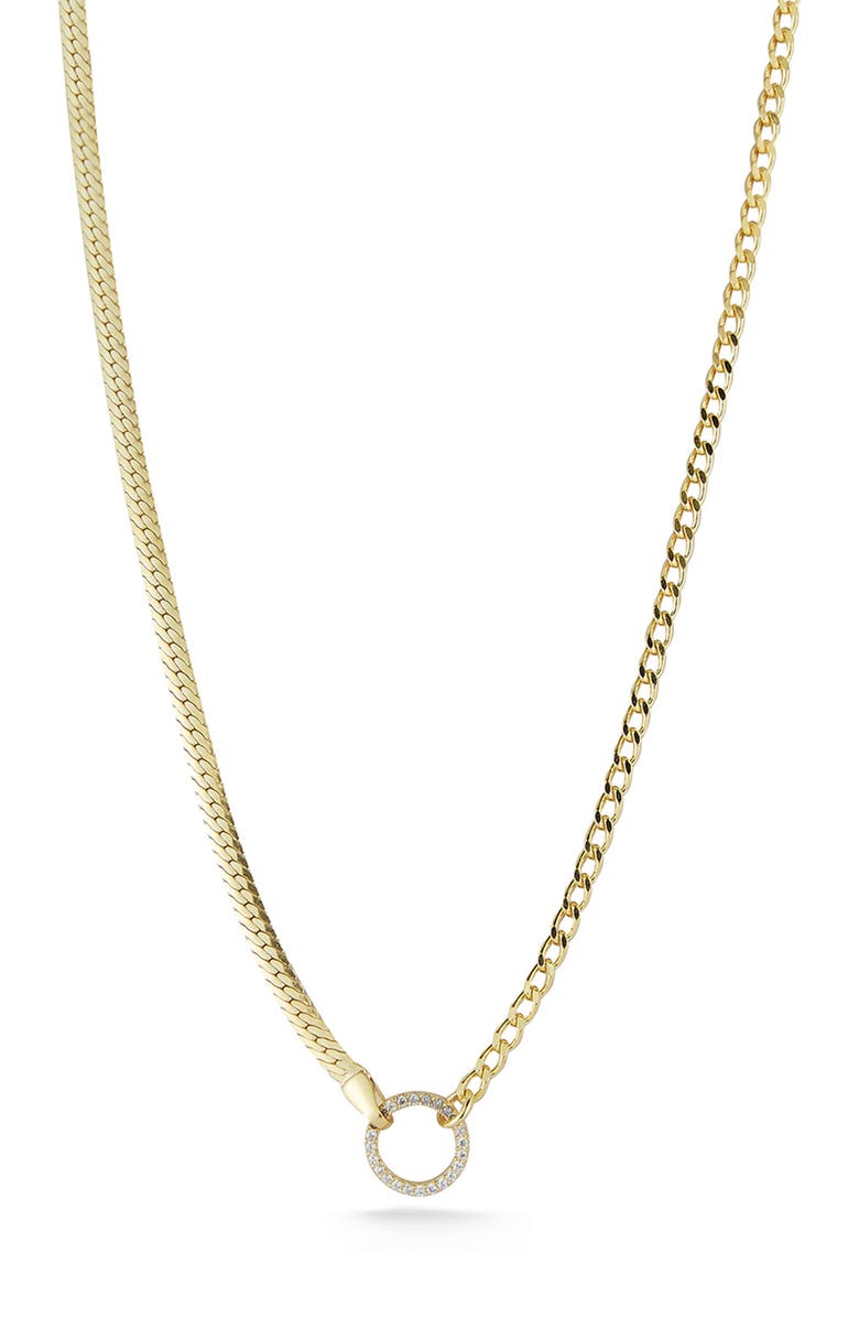 GLAZE JEWELRY 14K Gold Plated Sterling Silver CZ Chain Necklace, Main, color, 