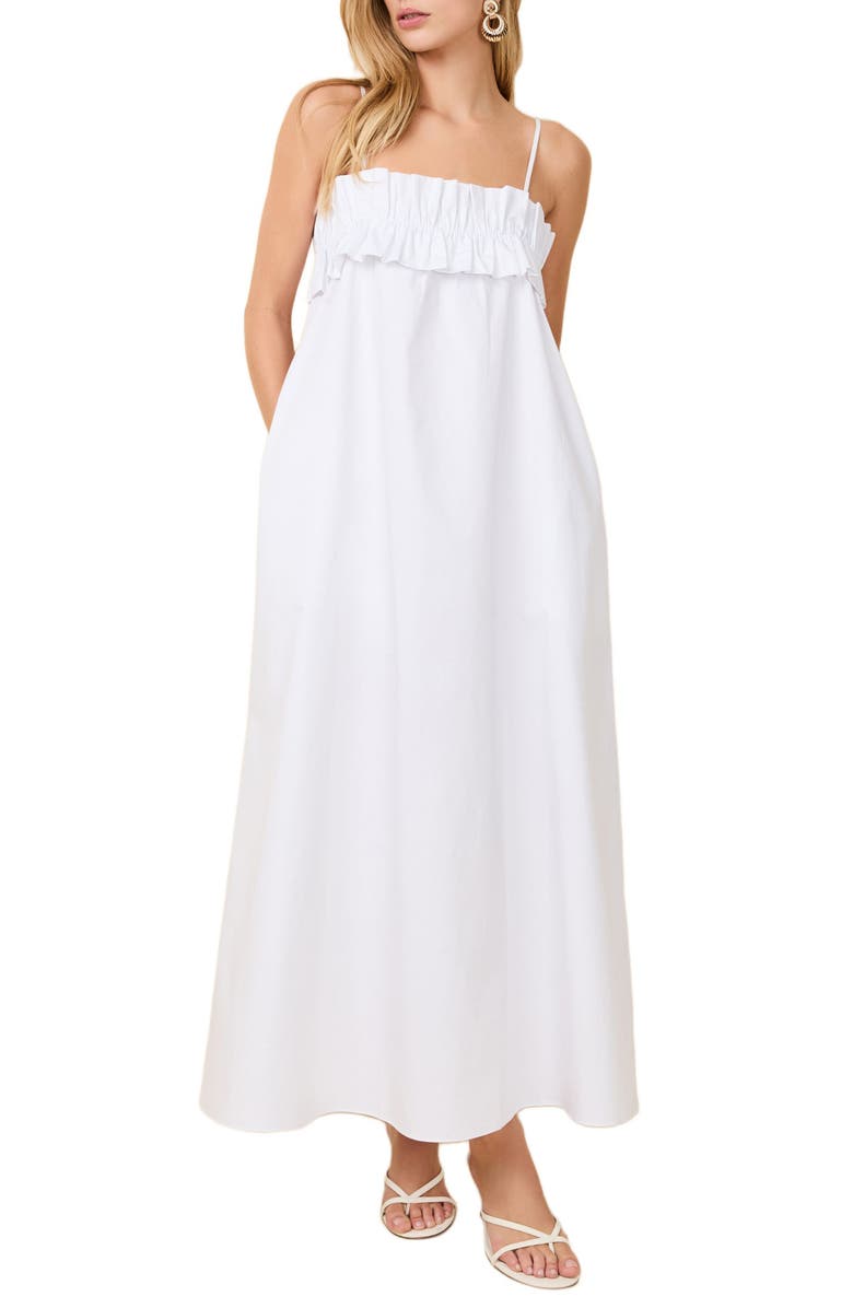 Solid & Striped The Sophie Poplin Maxi Dress, Main, color, Optic White