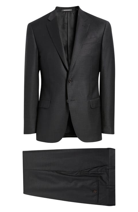 Black Microcheck Wool Suit (Regular & Big)