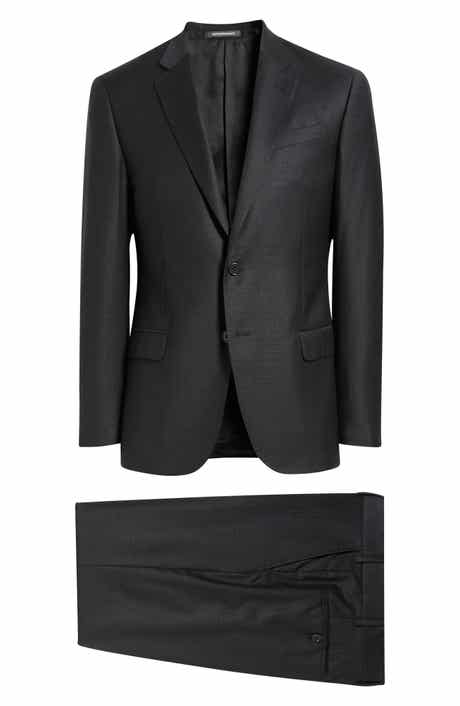 Black Microcheck Wool Suit