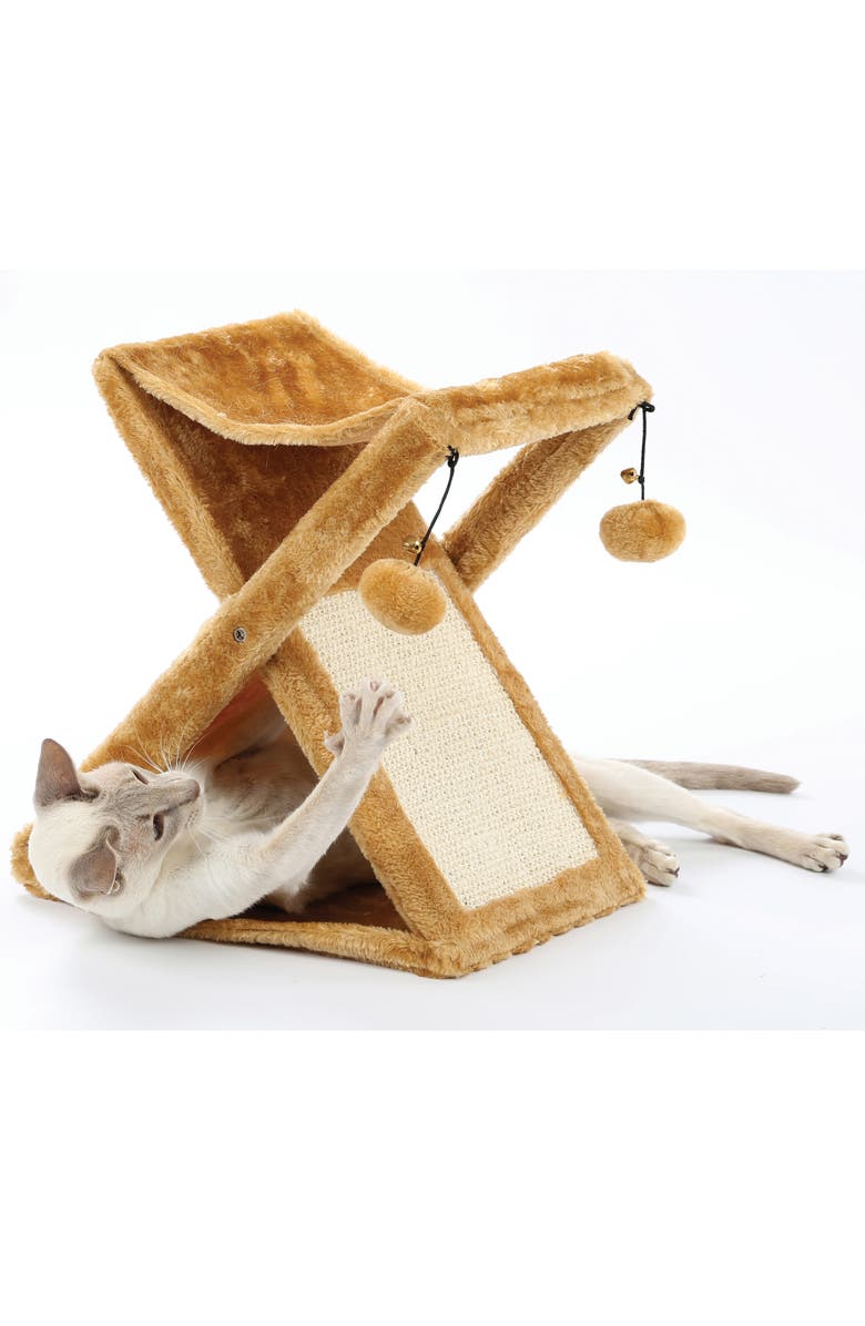 Etna Products Foldaway Cat Play Tower and Scratching Post, Alternate, color, Multicolored