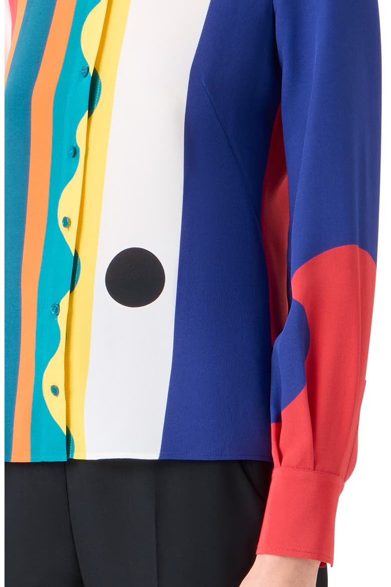 Paravent Print Silk Button-Up Shirt, Alternate, color, ORANGE MULTICOLOR