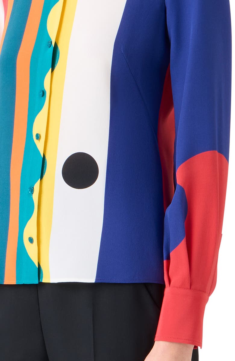 Akris Paravent Print Silk Button-Up Shirt, Alternate, color, Orange Multicolor