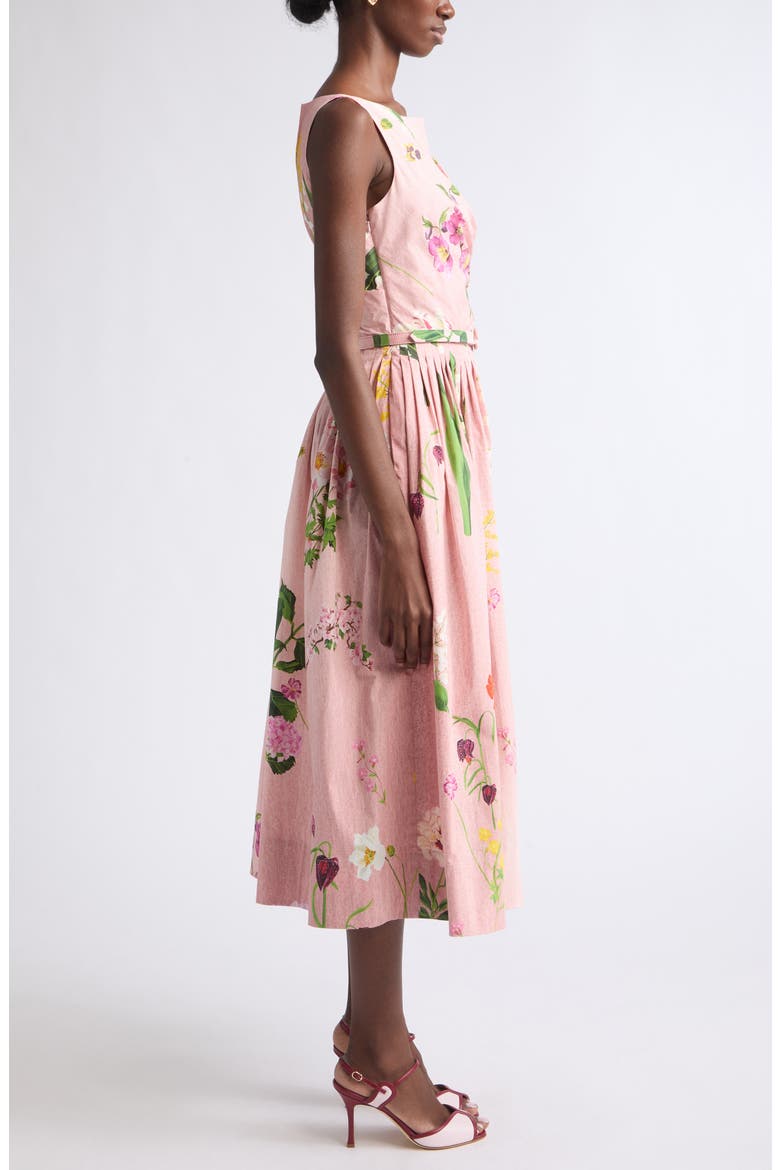 Mixed Botanical Cotton Stretch Poplin Midi Dress, Alternate, color, BLUSH MULTI