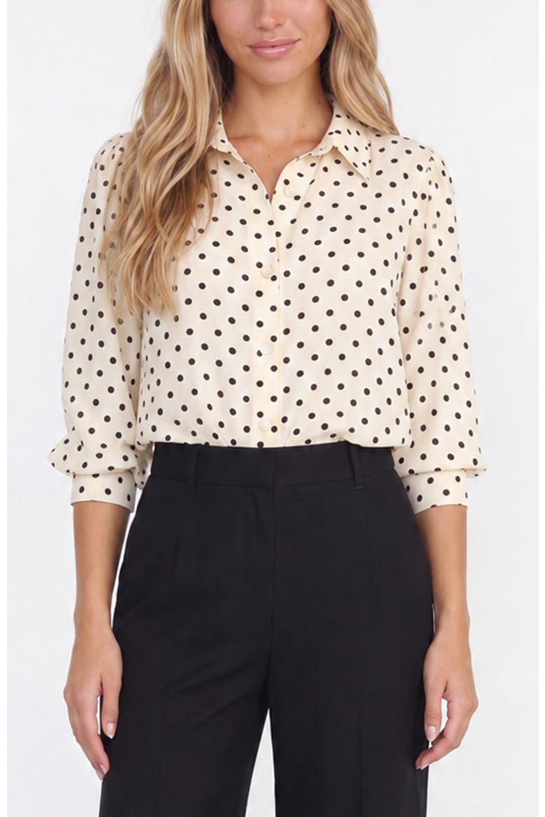 Cate Polkadot Ruched Sleeve Top, Main, color, Dot