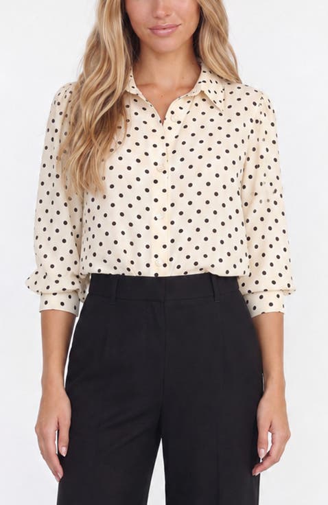 Cate Polkadot Ruched Sleeve Top