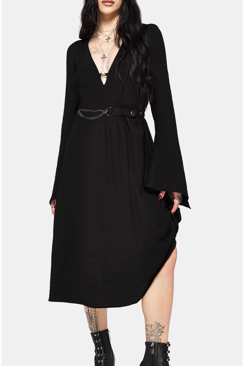 Millicent Chain Front Midi Dress, Alternate, color, Black