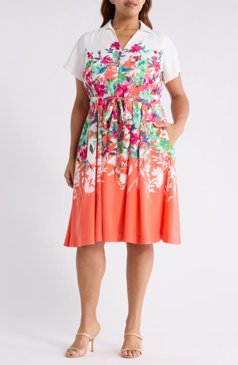 Floral Print Shirtdress (Plus)