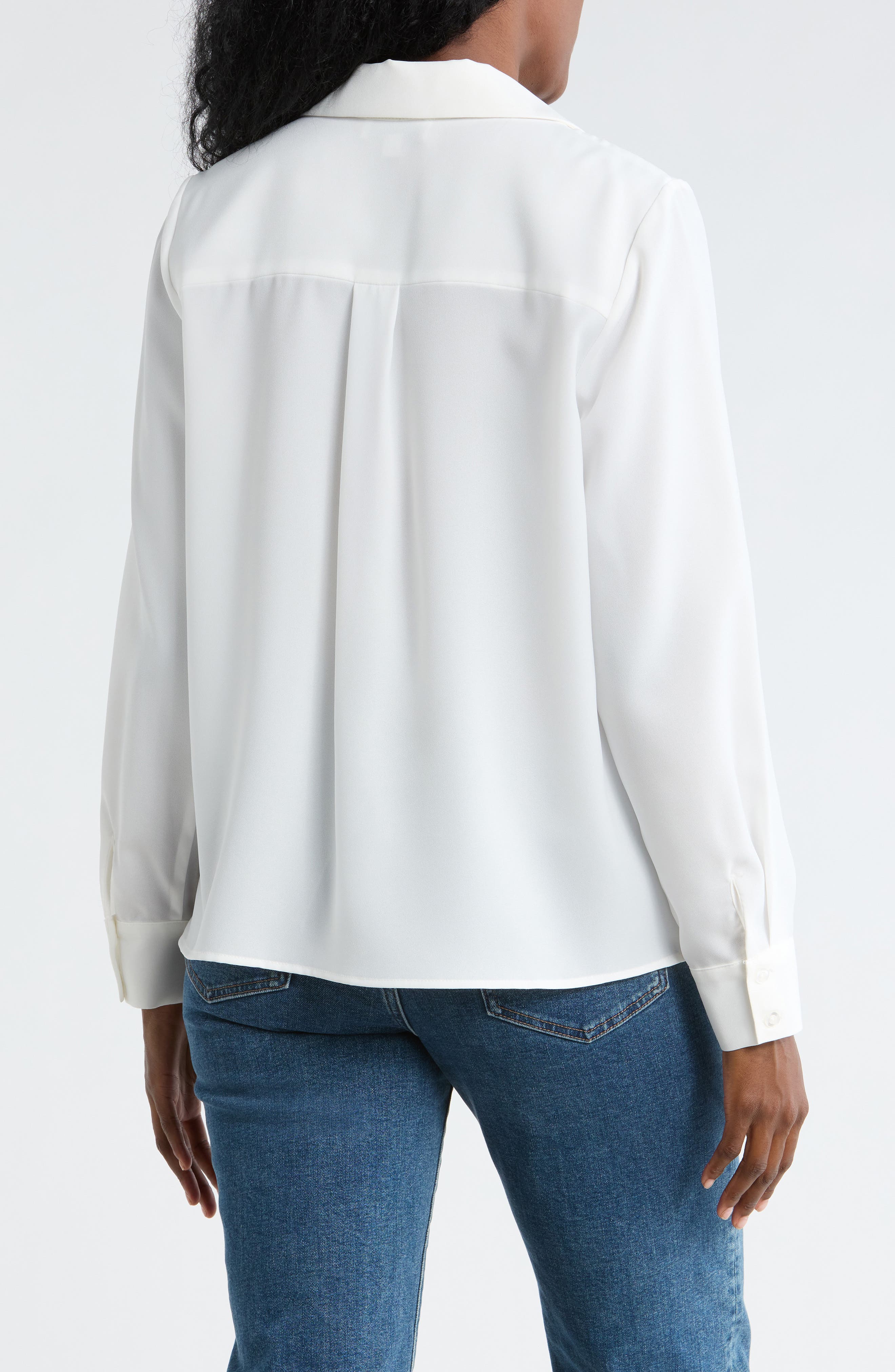 V-Neck Lace Trim Button-Up Shirt - image 4