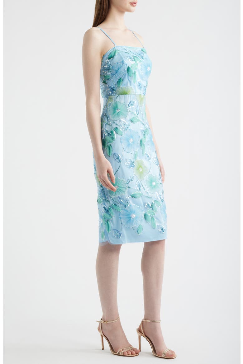 Sequin Floral Cocktail Midi Dress, Alternate, color, BLUE MULTI