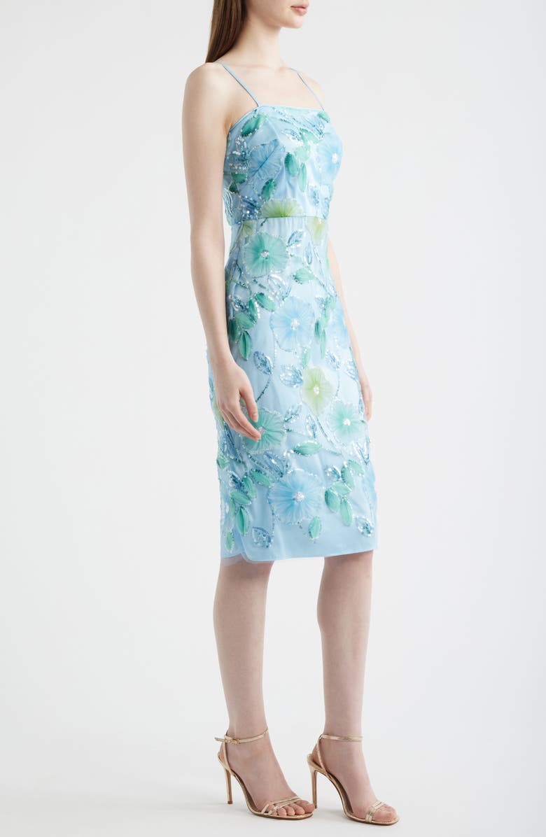 Eliza J Sequin Floral Cocktail Midi Dress, Alternate, color, Blue Multi