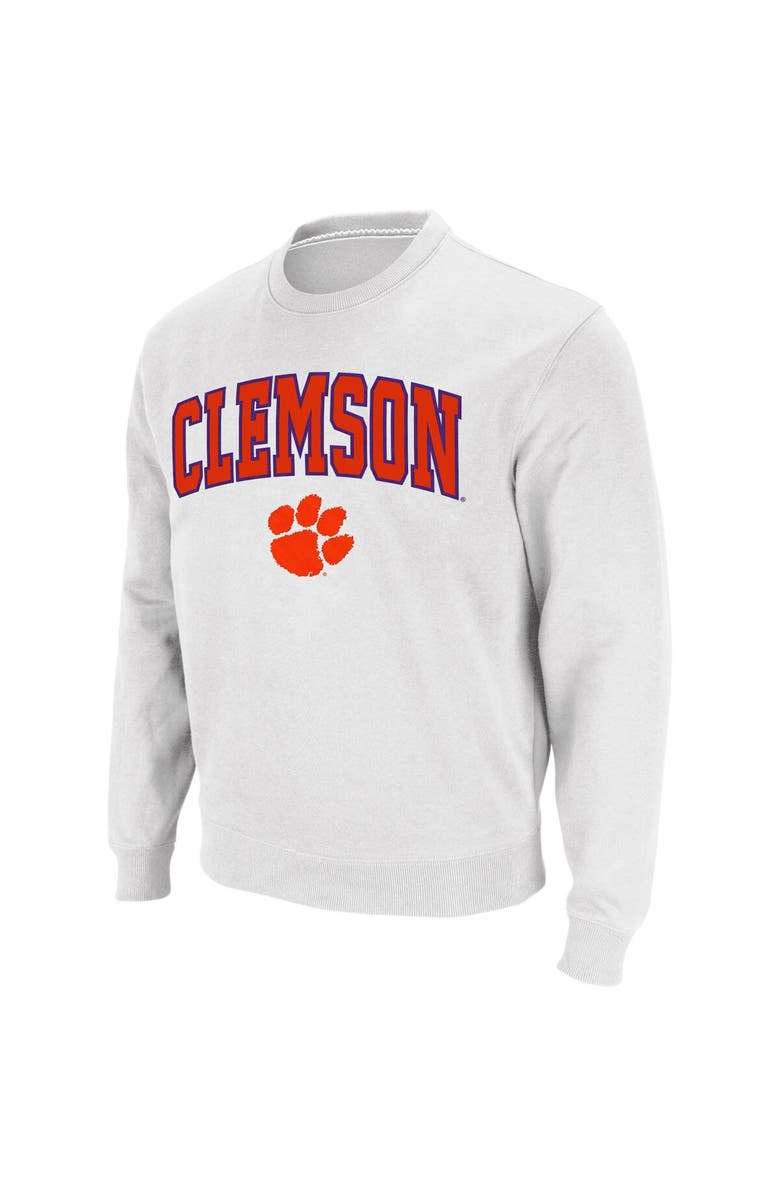 COLOSSEUM Men's Colosseum White Clemson Tigers Arch & Logo Crew Neck Sweatshirt, Main, color, White