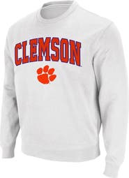 COLOSSEUM Men's Colosseum White Clemson Tigers Arch & Logo Crew Neck Sweatshirt