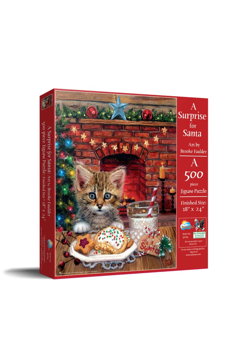 Sunsout A Surprise for Santa 500 piece Jigsaw Puzzle for Adults, Main, color, Multicolor