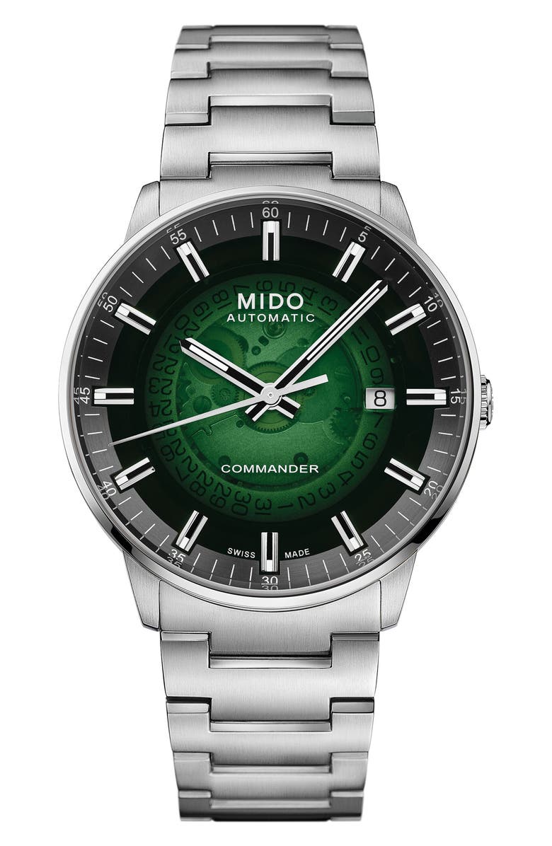 MIDO Commander Gradient Automatic Green Bracelet Watch, 40mm, Main, color, 