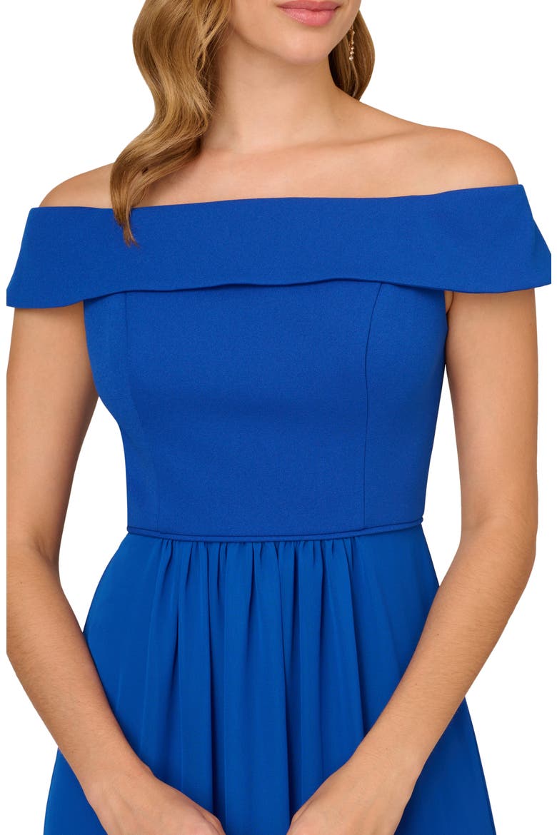Off the Shoulder Crepe Chiffon Gown, Alternate, color, VIOLET COBALT
