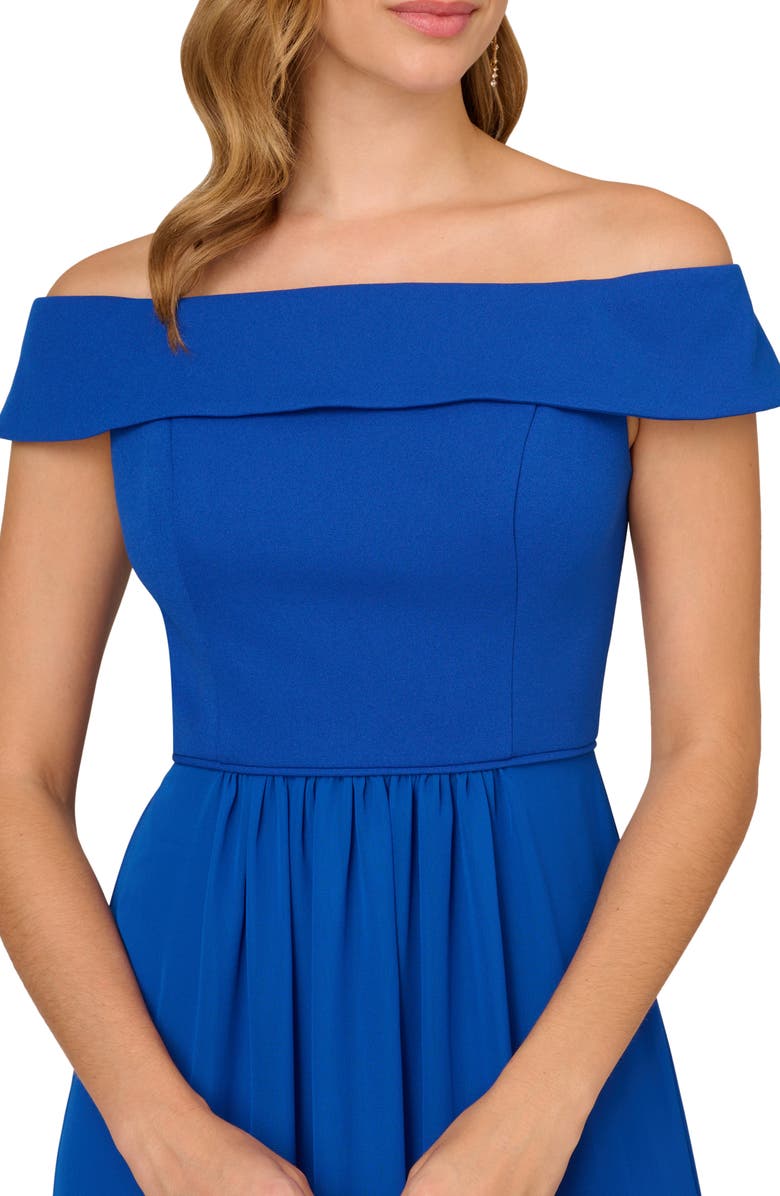 Adrianna Papell Off the Shoulder Crepe Chiffon Gown, Alternate, color, 