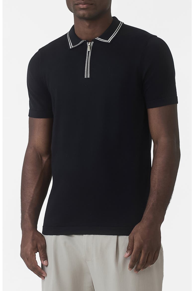 Newbury Slim Zip Knit Polo, Main, color, Navy