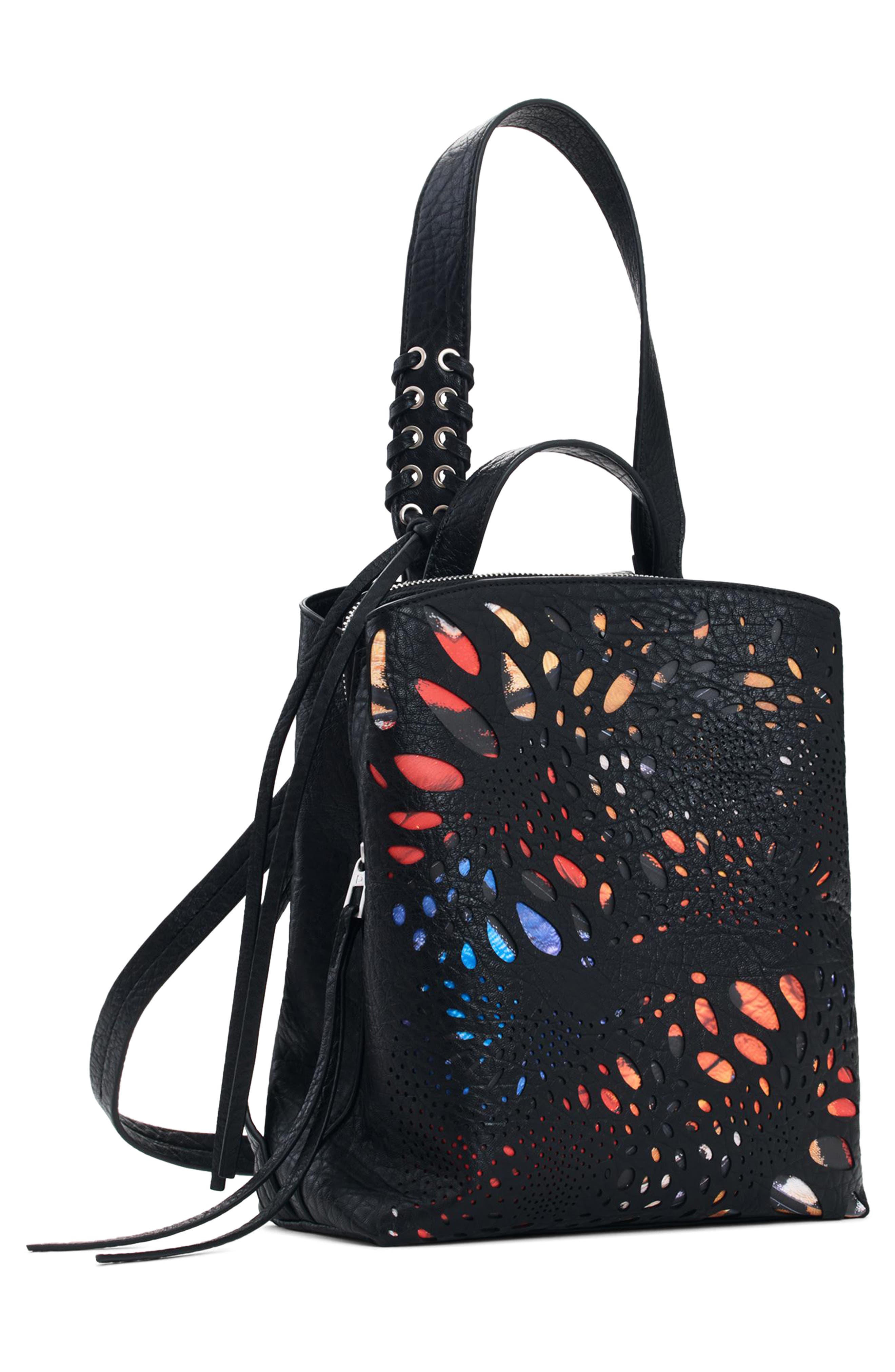 Desigual Mini Convertible Butterfly Backpack, Alternate, color, Black