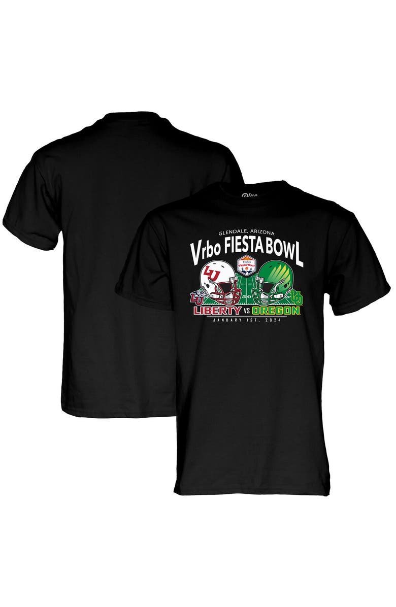 BLUE 84 Men's Blue 84  Black Oregon Ducks vs. Liberty Flames 2024 Fiesta Bowl Matchup T-Shirt, Main, color, 