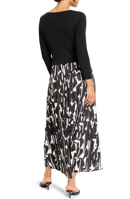 Nic + Zoe Nic+zoe Onyx Print Long Sleeve Maxi Dress In Black
