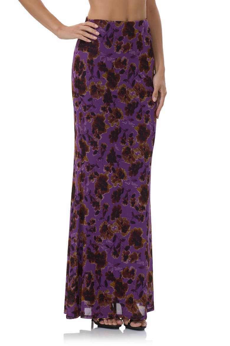 Tegan Floral Bias Cut Skirt, Alternate, color, VIOLET HAZE FLORAL
