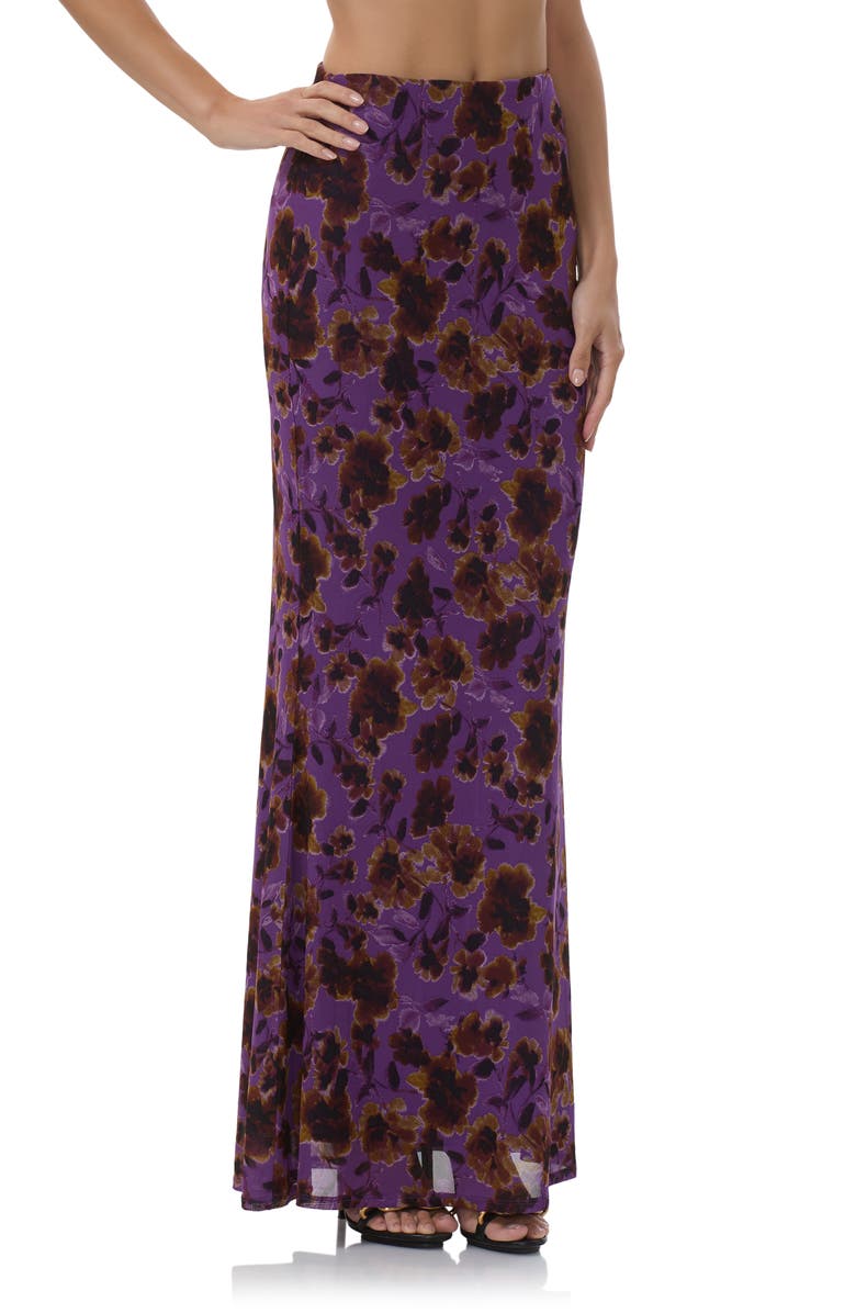 AFRM Tegan Floral Bias Cut Skirt, Alternate, color, Violet Haze Floral