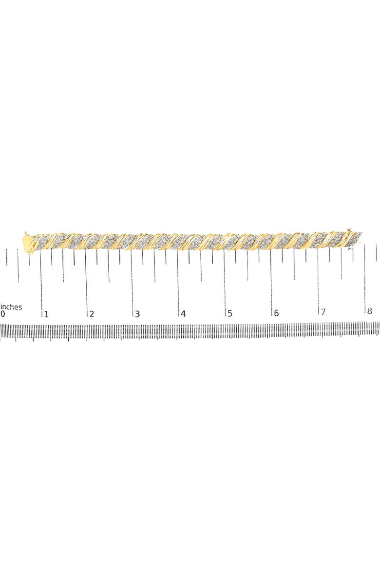10K Yellow Gold 2.0 Cttw Diamond S-Link Twist Design Link Bracelet, Alternate, color, Yellow Gold