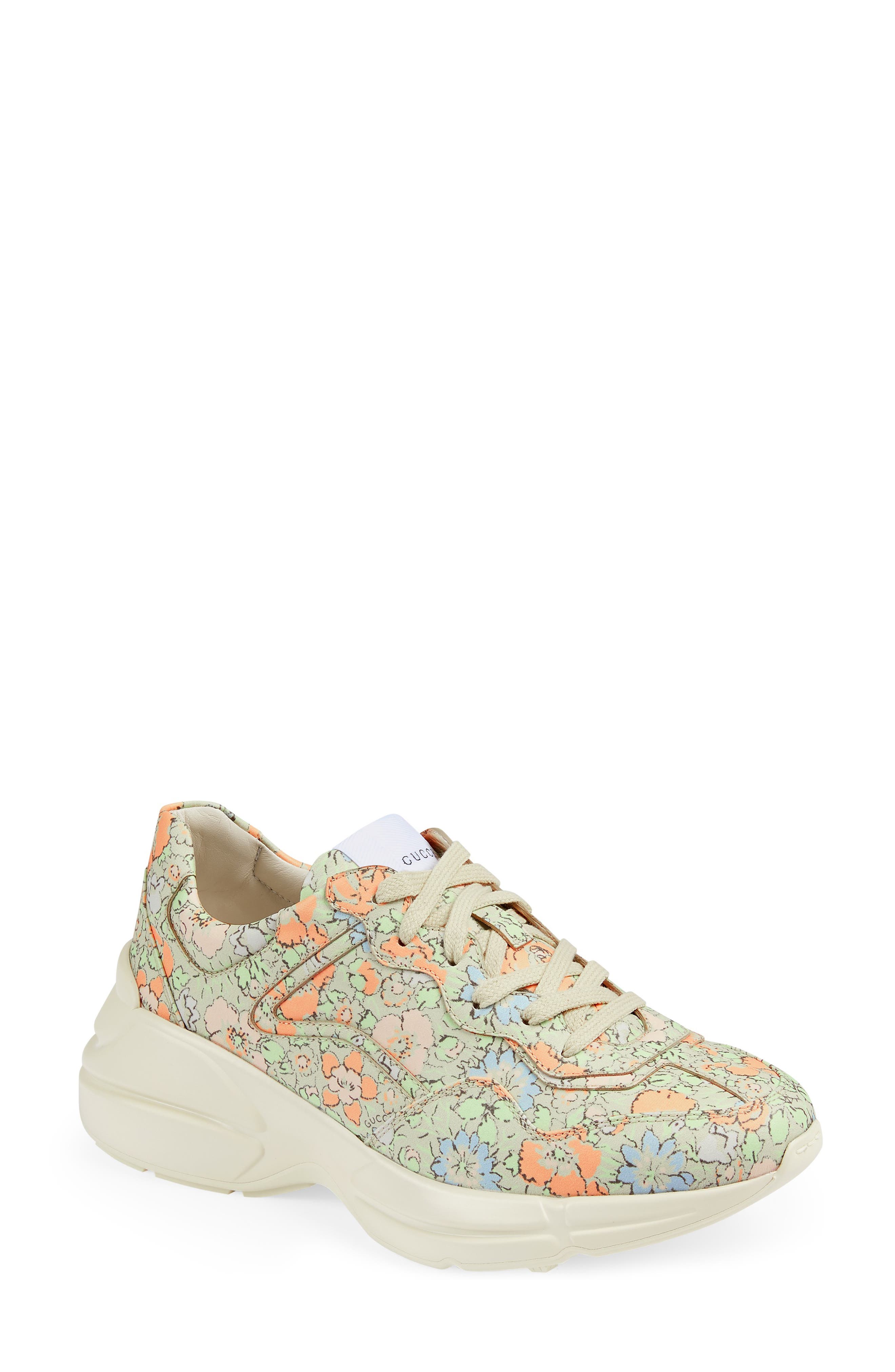 Gucci x Liberty London Rhyton Floral Print Sneaker, Main, color, 